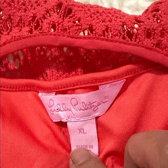 Lilly Pulitzer Vibrant Coral Lace Long Sleeve Dress Size XL - Picture 9 of 11